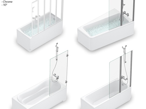  RAVAK 54 系列浴缸套装（10 °，经典款，镀铬，C3d模型 