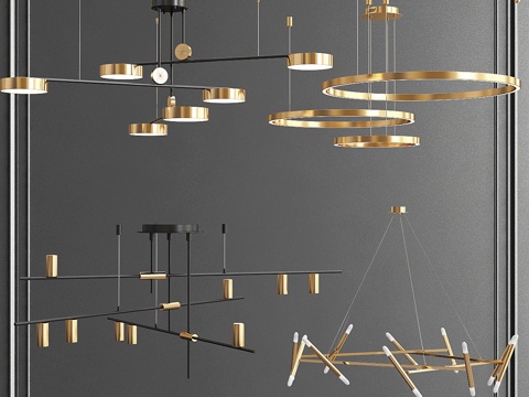  极简吊灯系列3d模型 