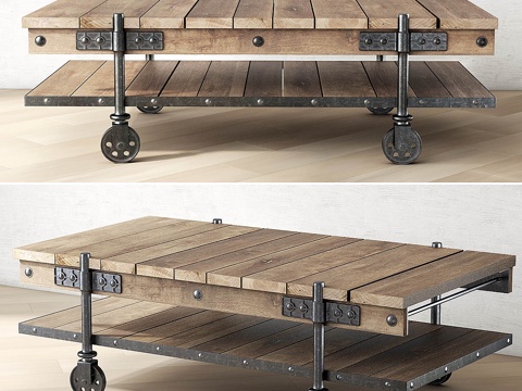 Pottery Barn WILLIAMS 再生木咖啡桌3d模型