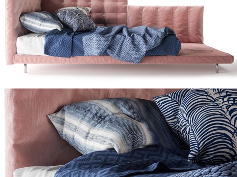  粉色Bonaldo Alvar床3d模型 