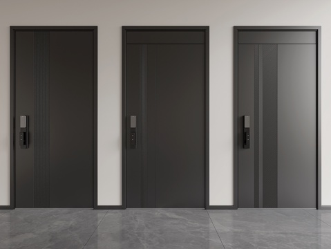  现代入户防盗门  意式入户防盗门  入户门 指纹锁 智能锁3d模型 