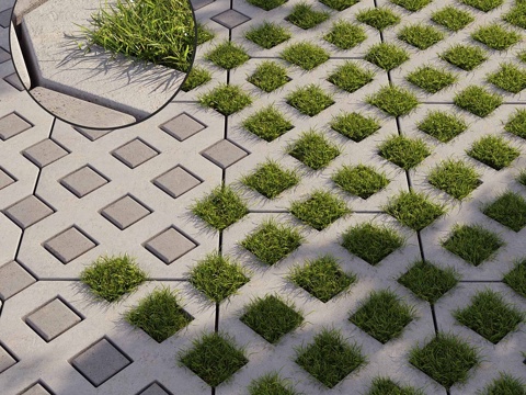  草地生态停车场23d模型 