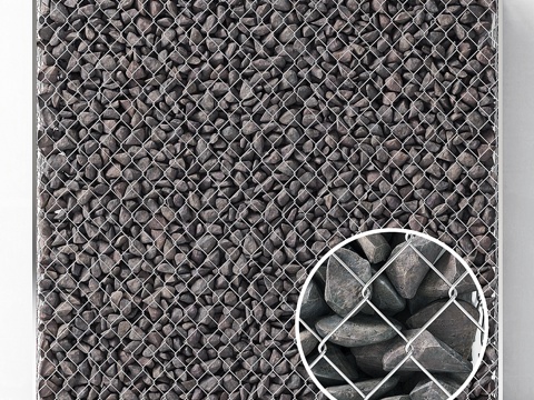  大型石笼网石材    巨型石笼网与石材3d模型 