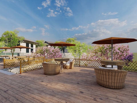  室外休闲区su模型 