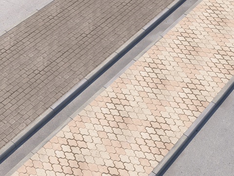  2款人行道方案含道路套装_123d模型 