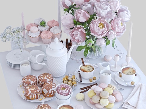  餐桌布置 323d模型 