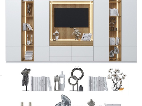  带电视区的柜子 63d模型 