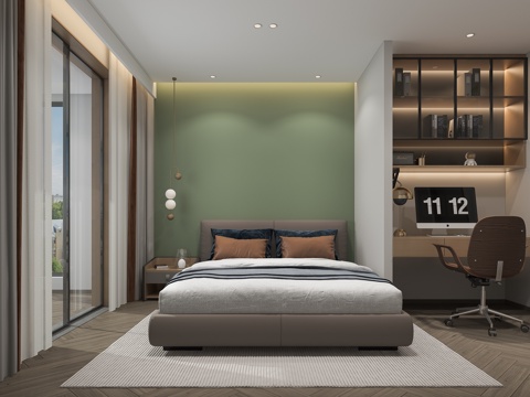  儿童房床书桌椅3d模型 