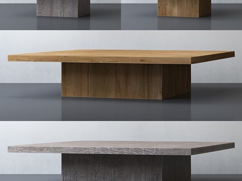  再生俄罗斯橡木底座方形咖啡桌3d模型 