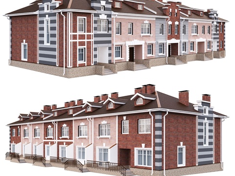  联排别墅3d模型 