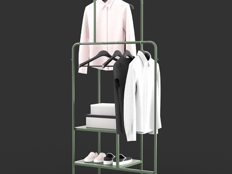  宜家NIKKEBY衣架，灰绿色与红色款3d模型 