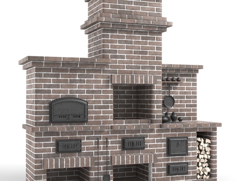  砖砌烧烤炉3d模型 