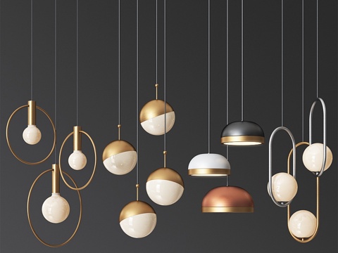  四盏吊灯套装 073d模型 