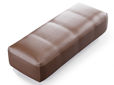  现代简约沙发矮凳 矮凳 简约凳子 皮革矮凳 棕色皮革矮凳3d模型 