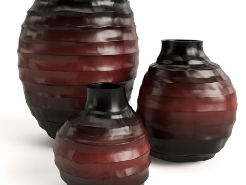  GUAXS 腹形花瓶套装 红色款3d模型 