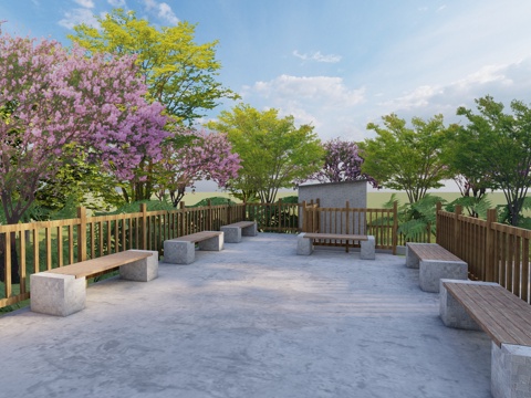  乡村休闲平台su模型 