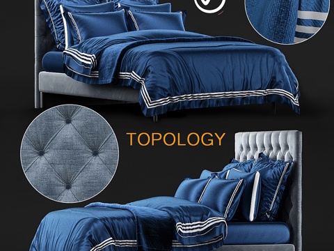  Restoration Hardware 床罩与枕套3d模型 