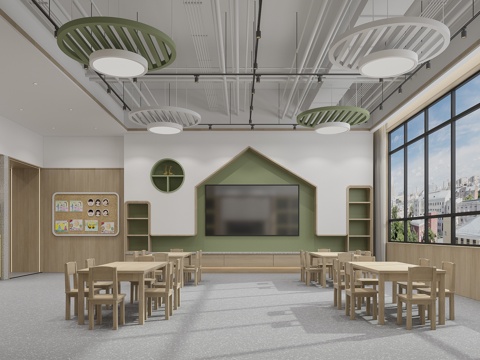  幼儿园教室桌椅3d模型 