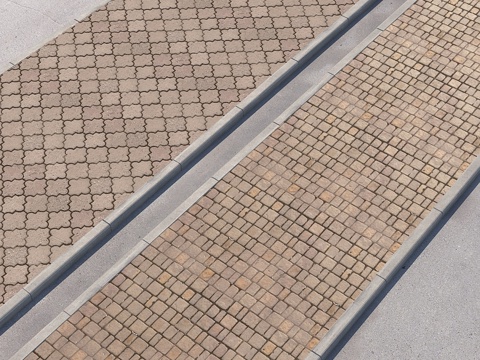  含道路组件的人行道方案2_133d模型 