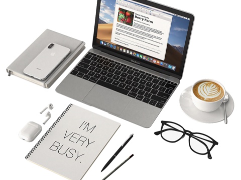  白色工作区3d模型 