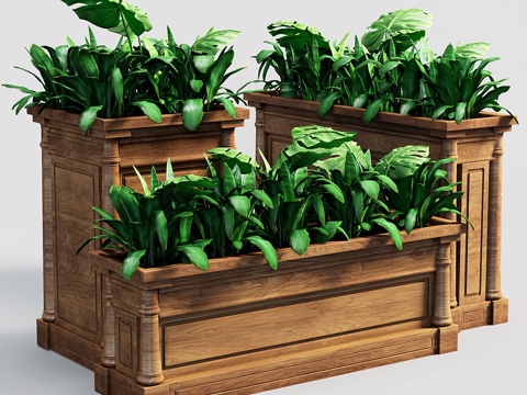  花盆套装13d模型 