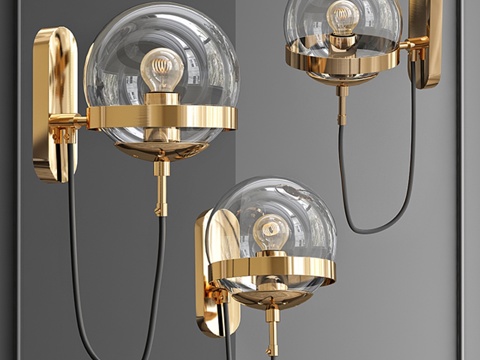  壁灯球与串灯3d模型 