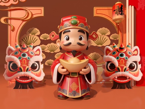  财神爷3d模型 