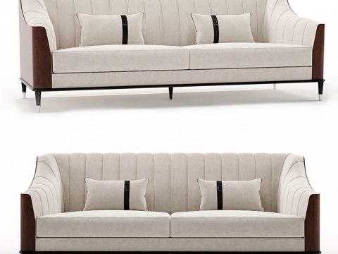  Bykepi胡桃木沙发3d模型 