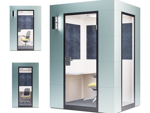  Steelcase - 办公室隔音舱工作单元3d模型 