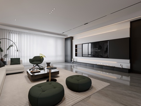  现代客餐厅3d模型 