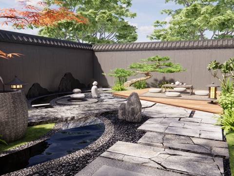  水景 庭院灯 造景 屋顶花园 门 草坪灯 室内景观 室内造景su模型 