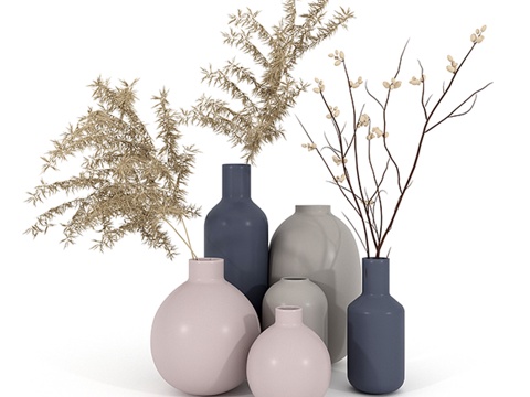  Vaz H&amp;M 干花花艺套装3d模型 