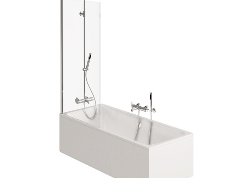  带淋浴屏风浴缸3d模型 