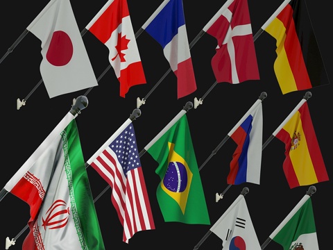  动态国旗套装13d模型 