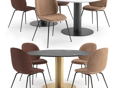  GUBI甲虫餐椅+大理石桌3d模型 