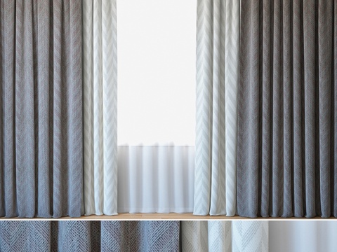  窗帘104 薄纱提花窗帘3d模型 