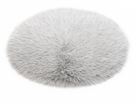  白色圆形地毯毛绒3d模型 