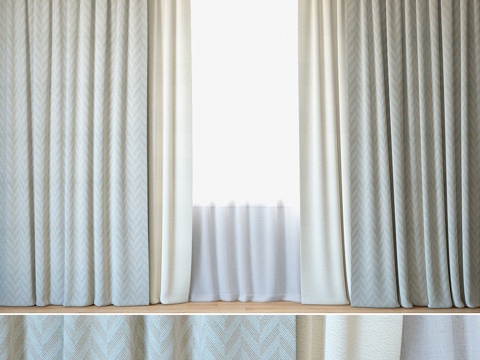  窗帘106 提花薄纱窗帘3d模型 