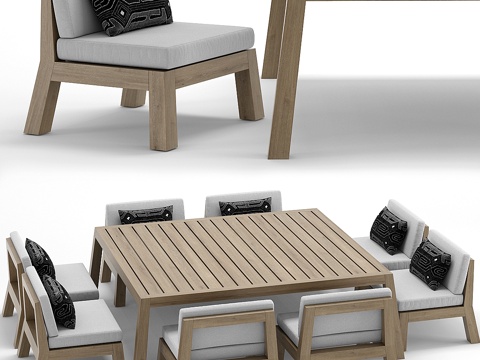  RH户外博奈尔桌椅套装3d模型 