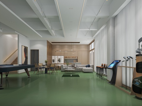  休闲娱乐区高尔夫台球3d模型 