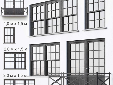  黑色阁楼窗户3d模型 