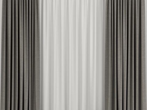  棕色窗帘3d模型 