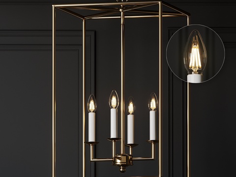  哈德利四灯吊灯3d模型 