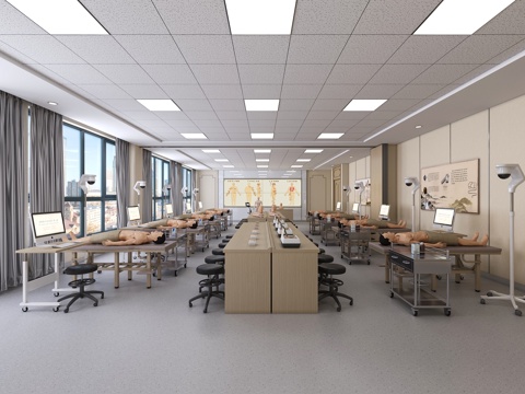  针灸推拿操作室3d模型 