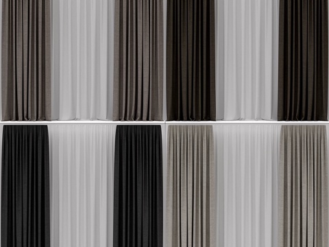  窗帘3d模型 