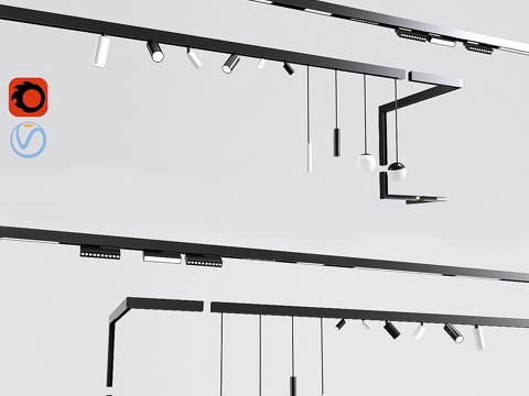  天花轨道灯项目3d模型 