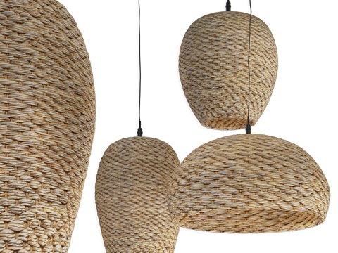  藤编吊灯套装33d模型 