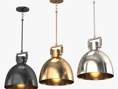  机械师金属钟罩吊灯3d模型 