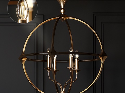  佛罗伦萨兰多球形四灯吊灯3d模型 