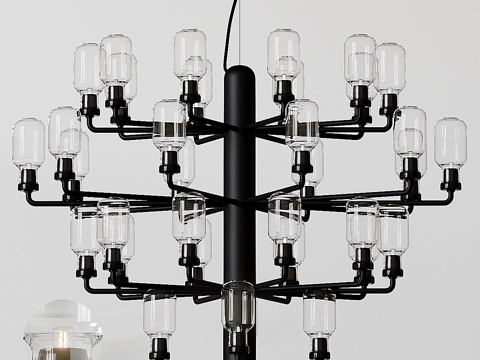  Amp大型吊灯 欧盟烟熏黑与金绿款3d模型 